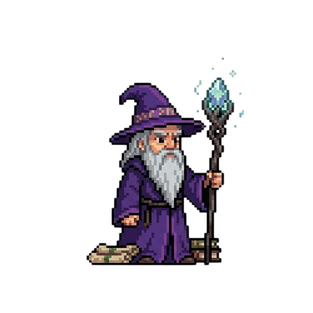 Hostwitcher — pixel-art wizard casting a spell on the hosts file
